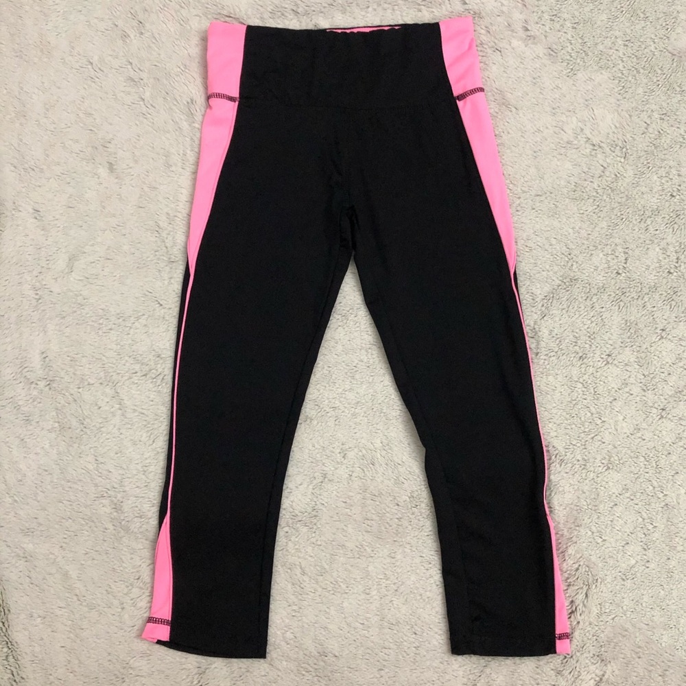 Black with Neon Pink Active Yoga Leggings